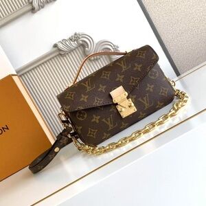 Louis Vuitton Brown Monogram Clutch with Gold Chain